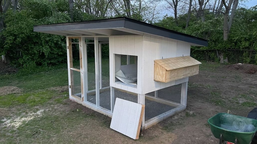 Chicken Coop - Framing with front door cut open